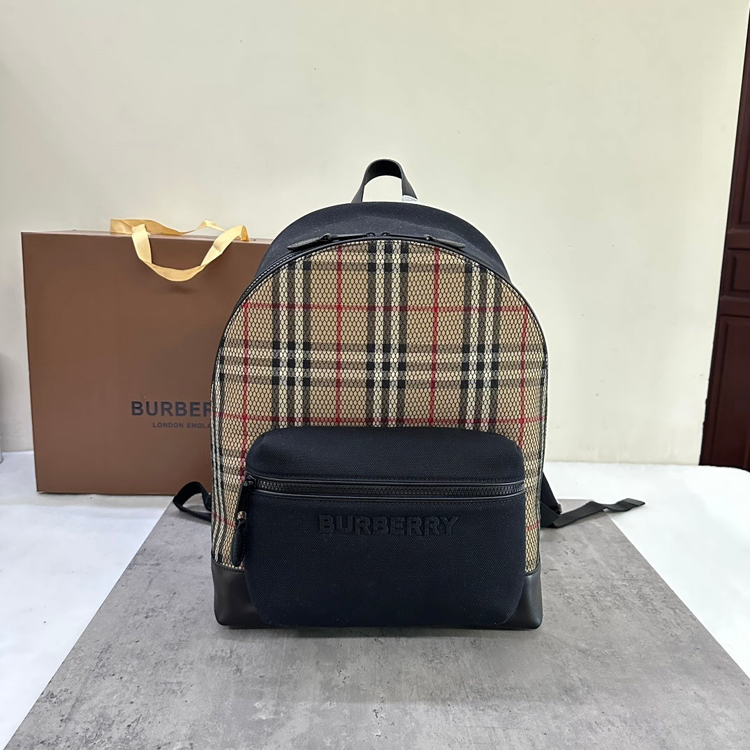 Burberry Jett Backpack in House Check Canvas with Protective Mesh Overlay