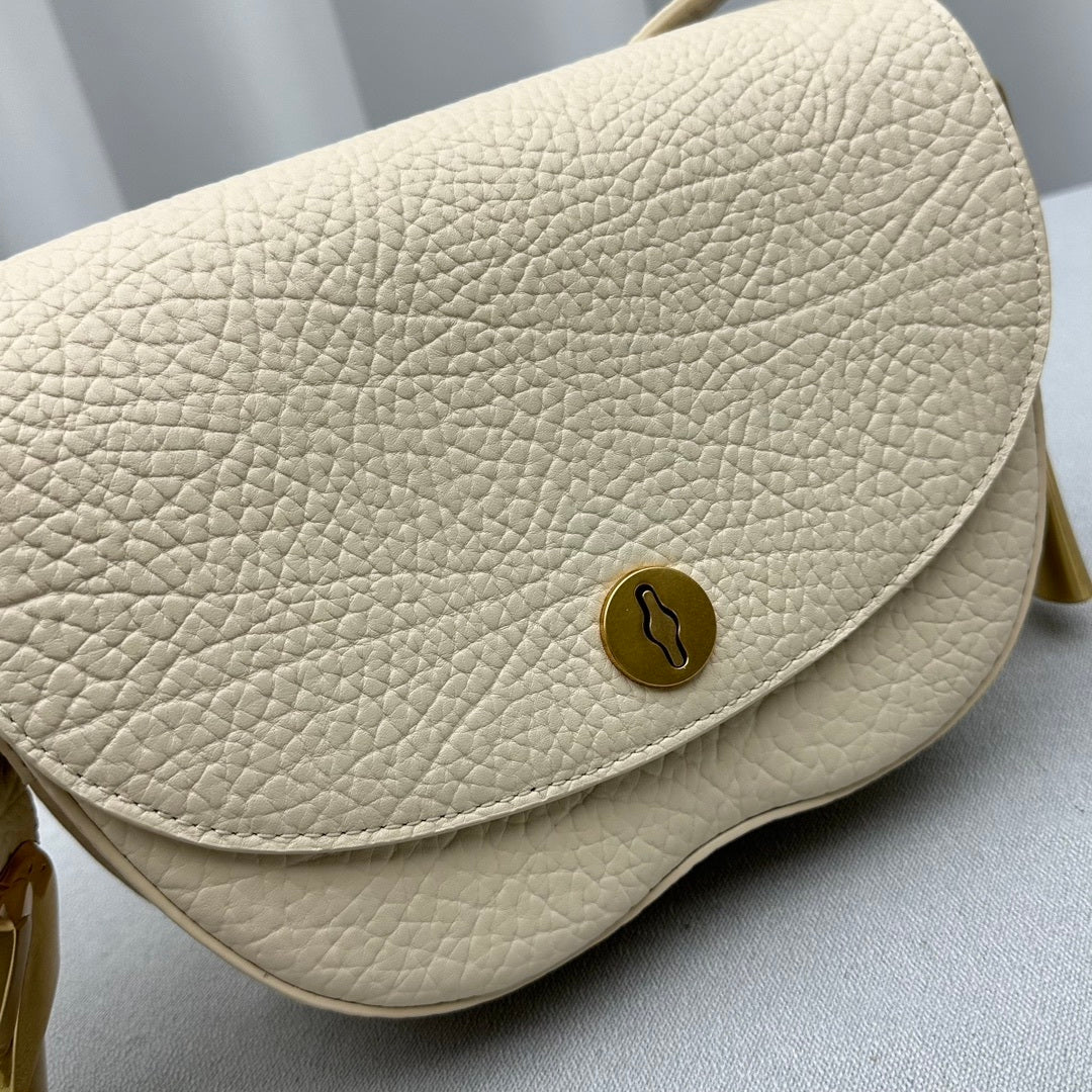 Burberry Chess Satchel Pearl Pebbled Calf Leather Luxury Bag