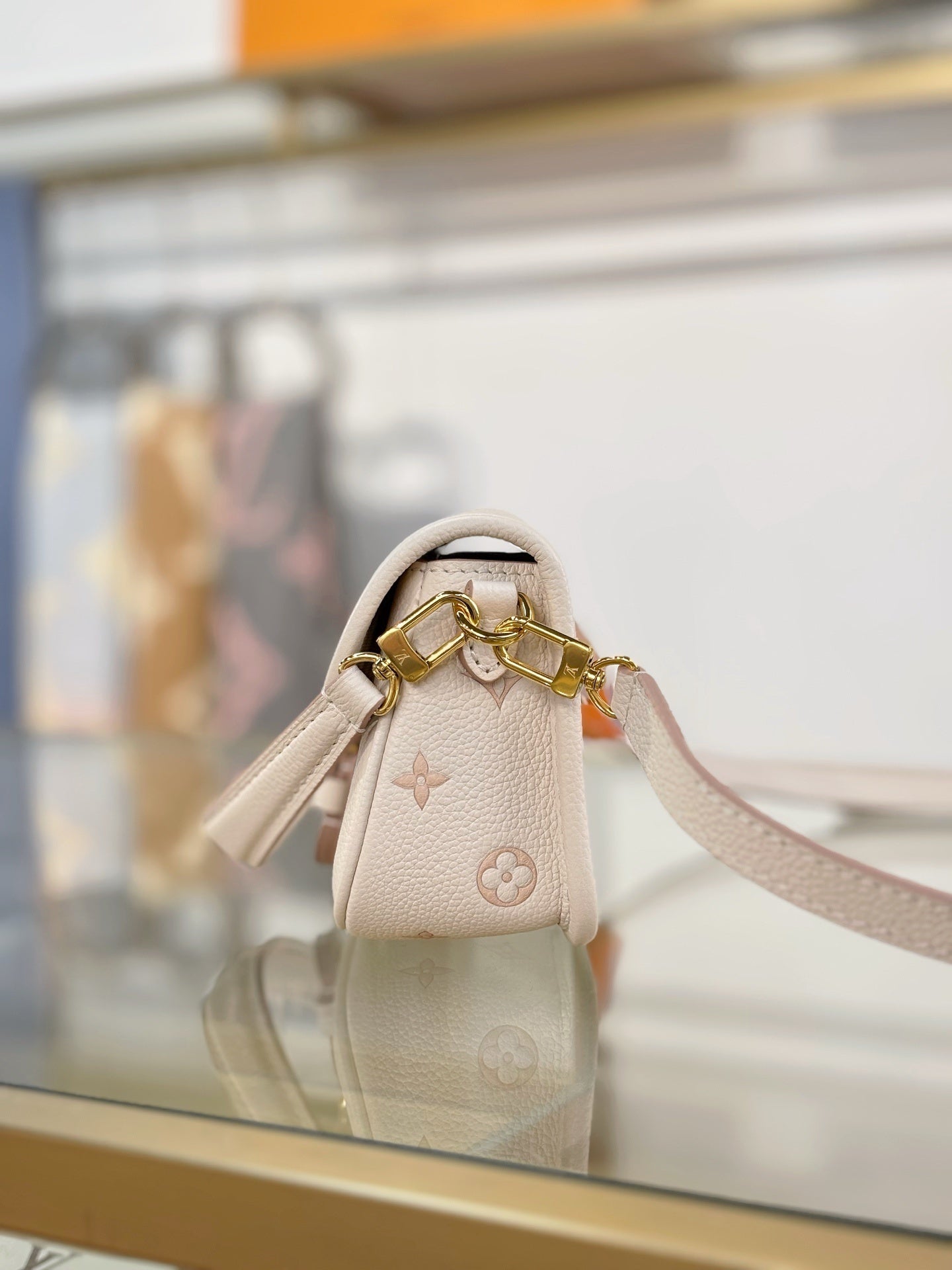 Louis Vuitton Nano Diane Bag in Bicolor Monogram Empreinte Leather (Creme & Pink)
