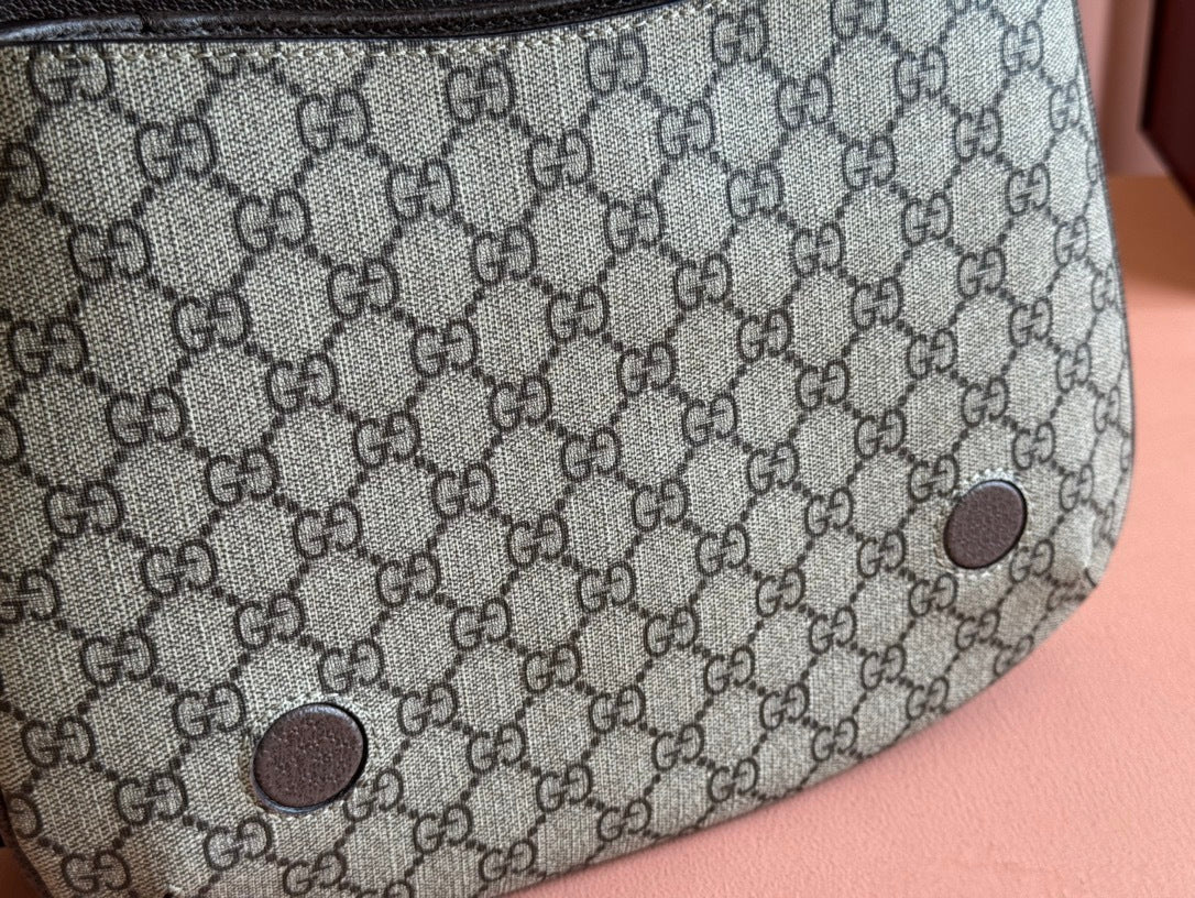 Gucci Blondie Medium Shoulder Bag in GG Monogram Canvas with Brown Leather Trim