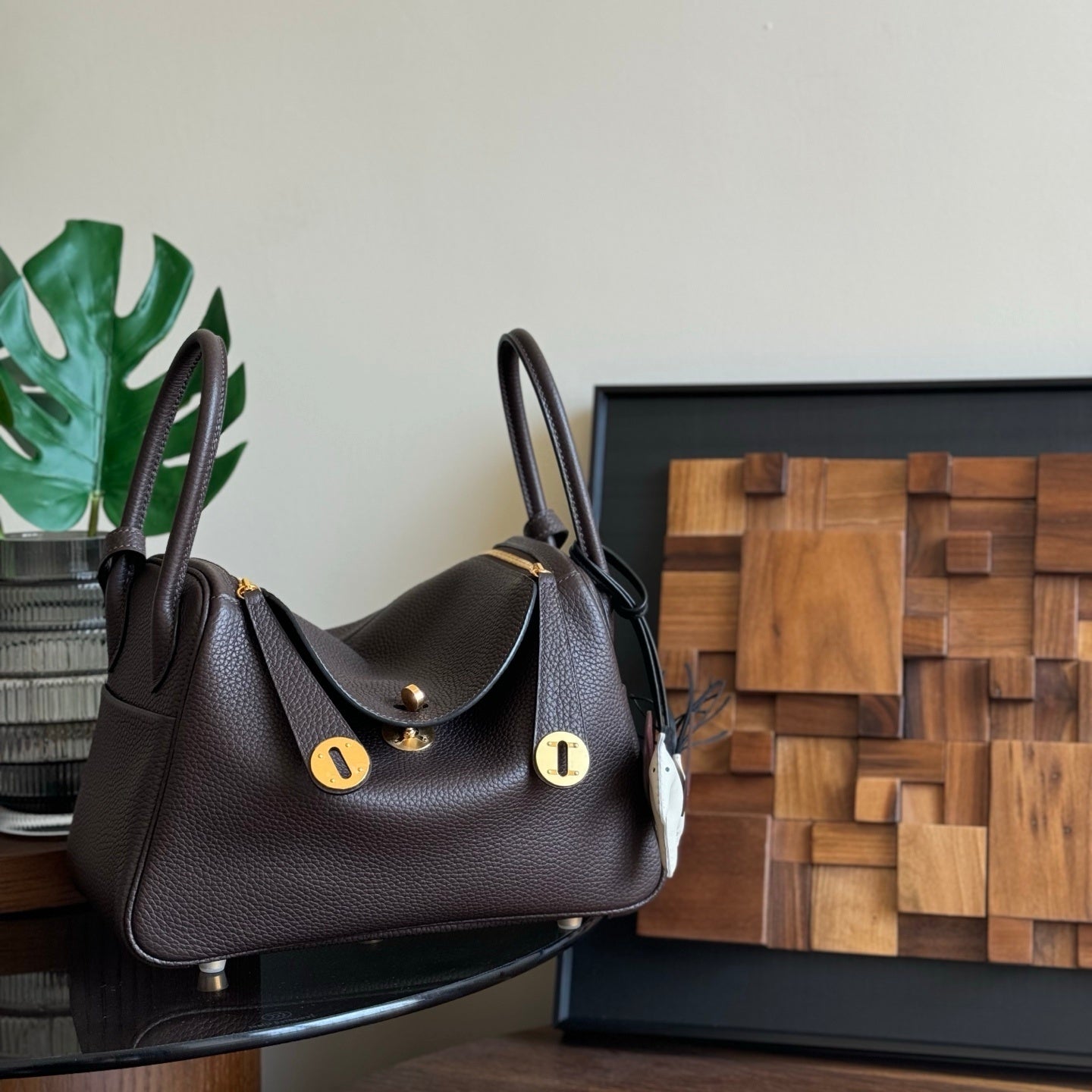 Hermès Lindy 26 Dark Brown Leather Bag