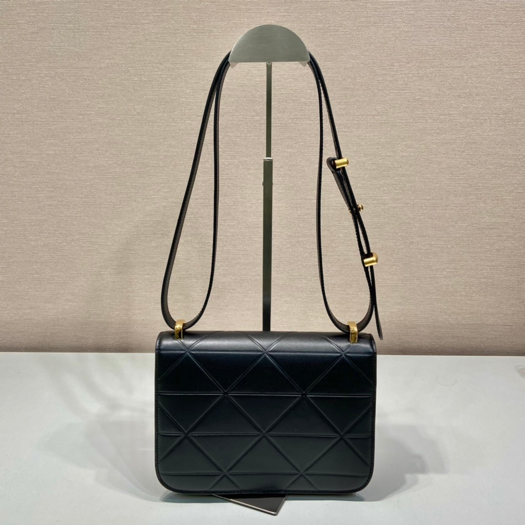Prada Quilted Nappa Leather Shoulder Bag with Gold Triangle Logo