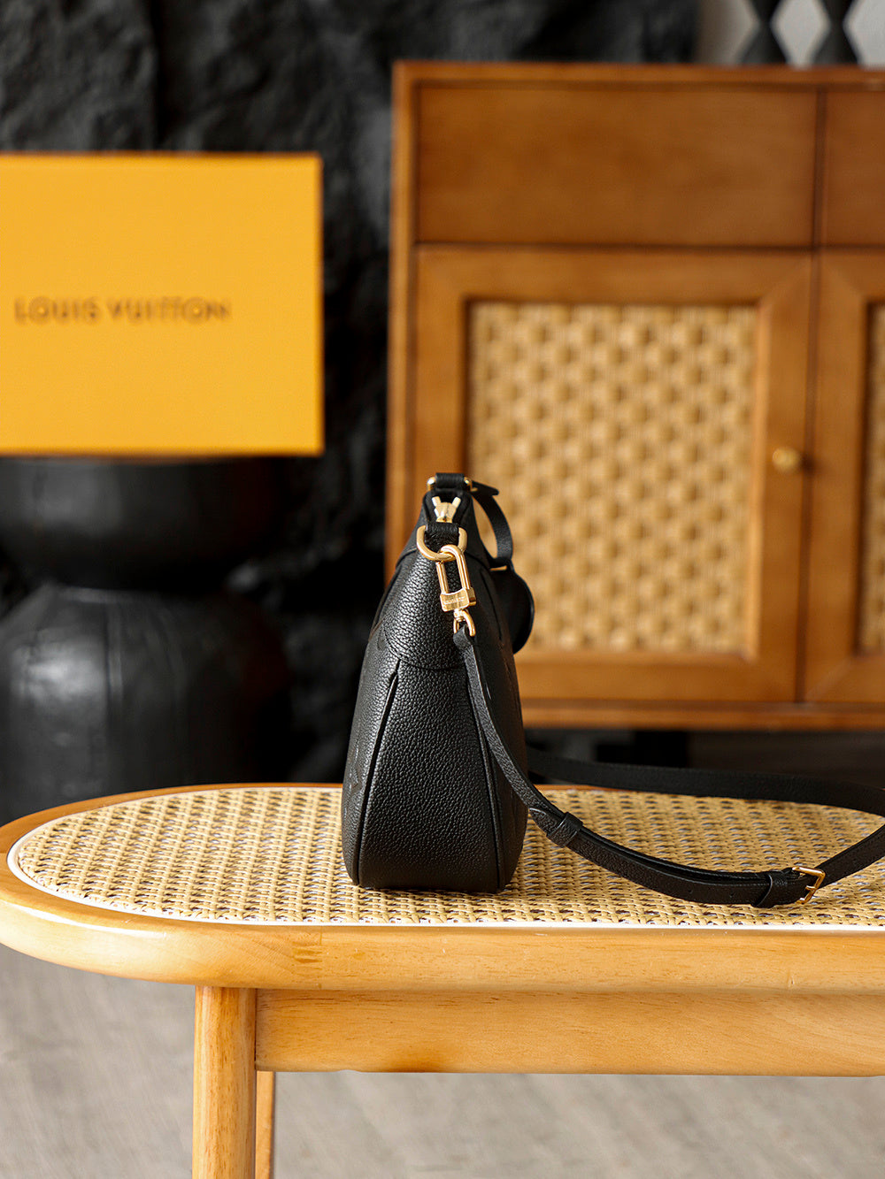 Louis Vuitton Bagatelle Bag in Black Monogram Empreinte Leather