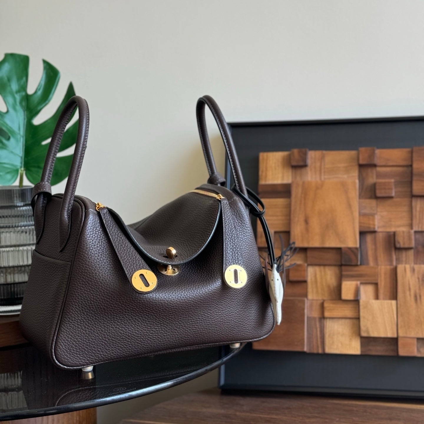 Hermès Lindy 26 Dark Brown Leather Bag