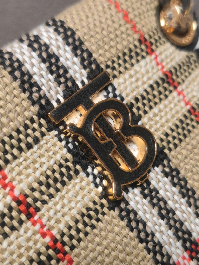 Burberry Mini Lola Bucket Bag in Archive Beige Vintage Check Bouclé
