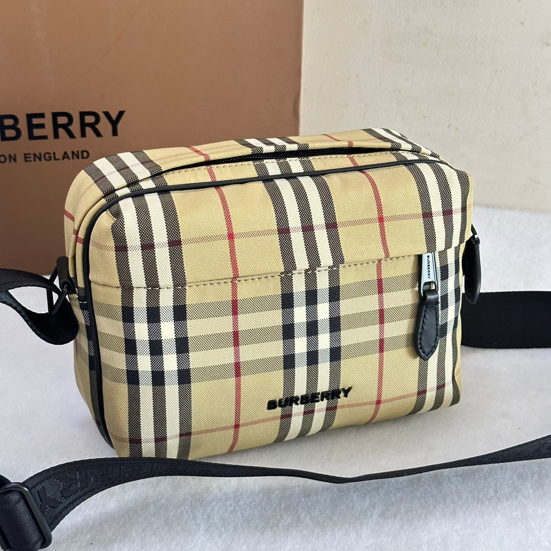 Burberry Archive Beige Check Paddy Crossbody Bag with Metallic Front Logo