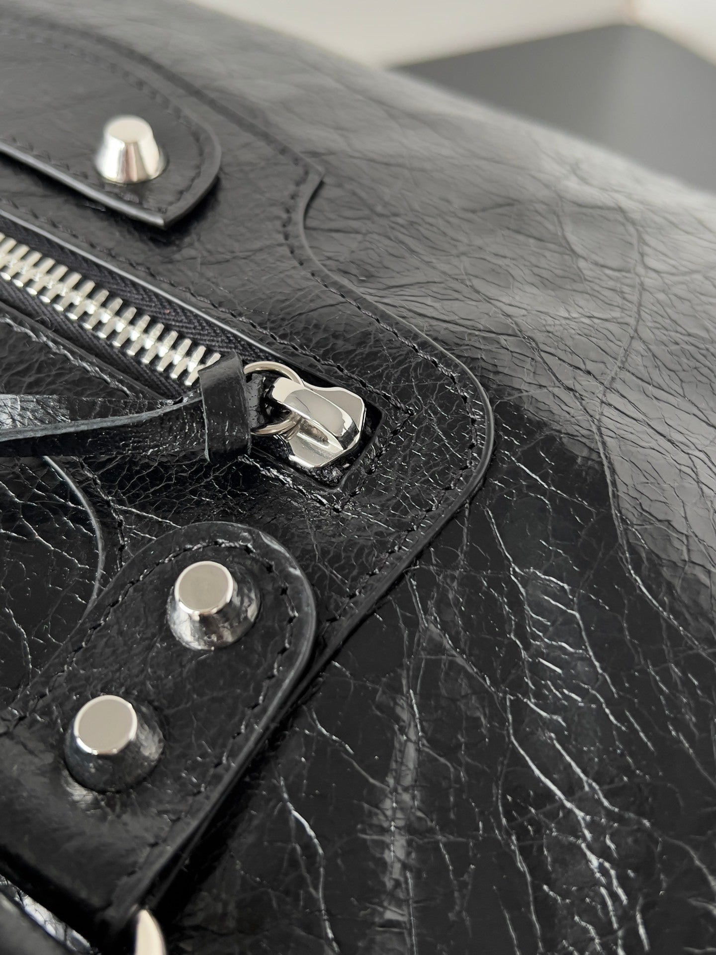 Balenciaga Le City Black Leather Studded Handbag