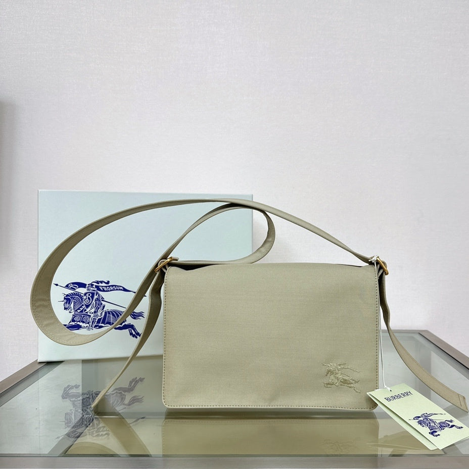Burberry Trench Gabardine Messenger Bag with Embroidered Logo