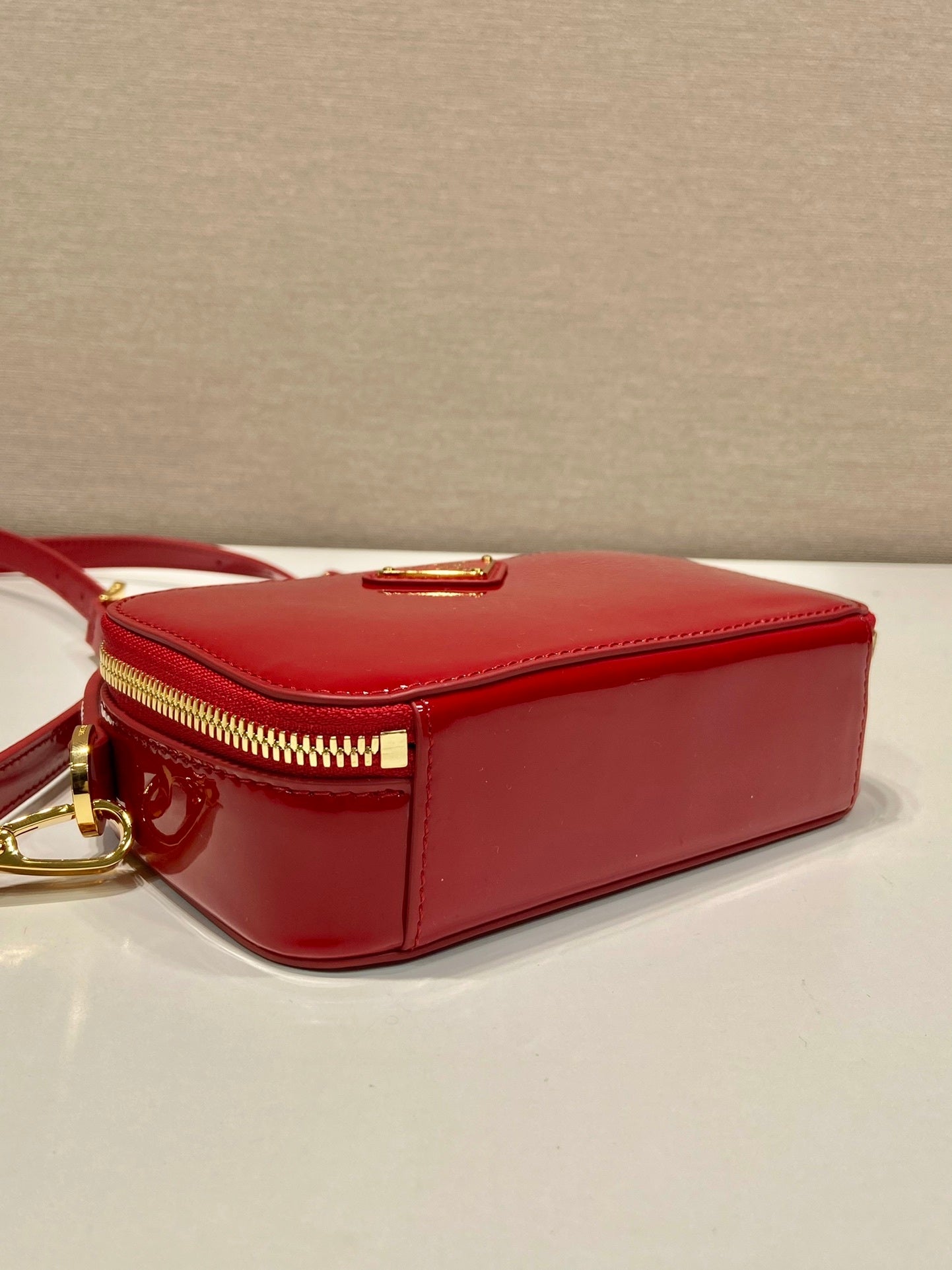 Prada Patent Leather Mini Pouch in Red – Stylish Luxury Designer Mini Bag
