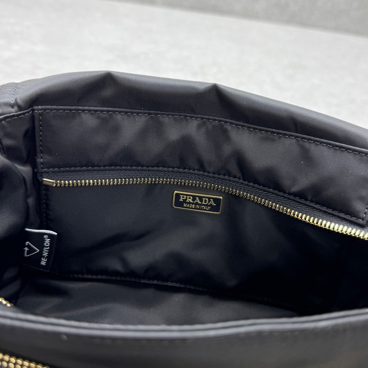 Prada Explore Medium Re-Nylon Black Shoulder Bag with Leather Trim
