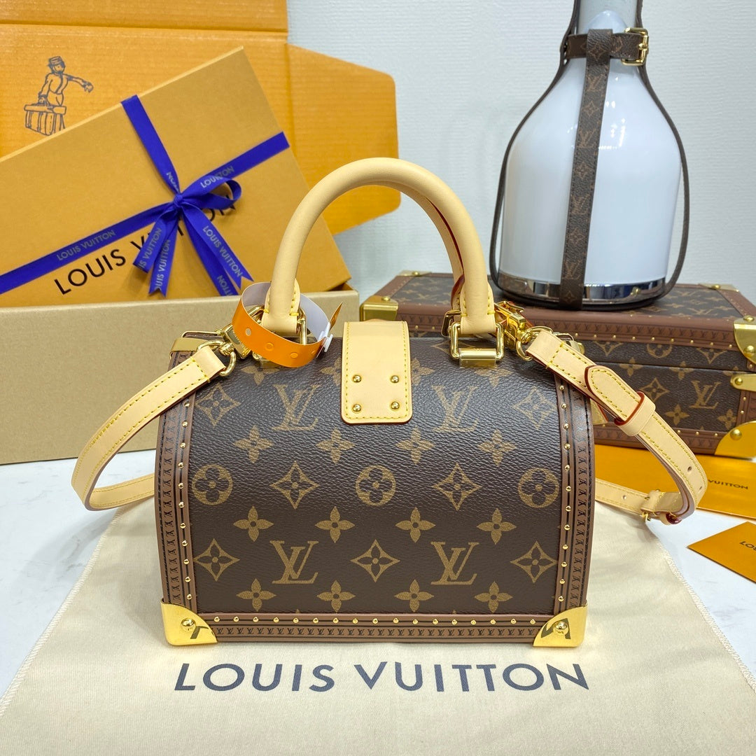 Louis Vuitton Speedy Trunk 20 Bag Monogram Canvas with Cowhide Trim & Gold Hardware