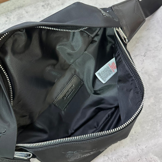 Burberry Jett Black Backpack with Equestrian Knight Design & Silver-Tone Hardware