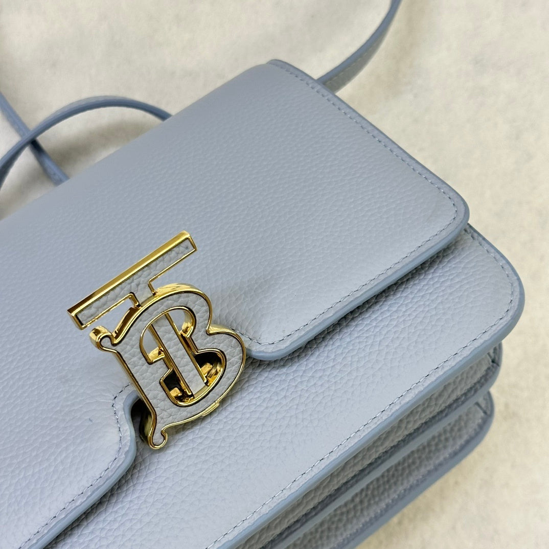 Burberry Small TB Leather Bag in Pale Blue with Thomas Burberry Monogram Clasp