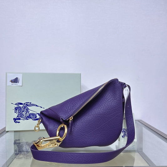 Burberry Knight Small Purple Grainy Calfskin Leather Shoulder Bag