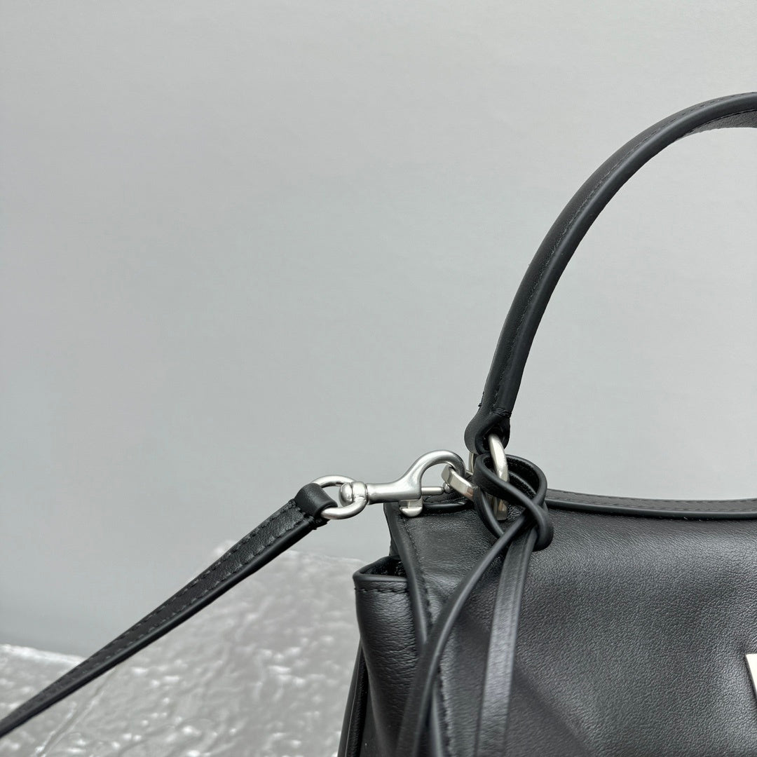 Balenciaga Rodeo Black Calfskin Handbag Silver Hardware