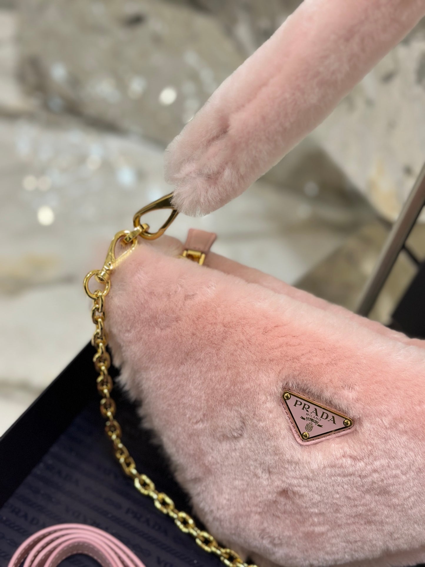 Prada Re-Edition 2005 Mini Shearling Shoulder Bag – Pink