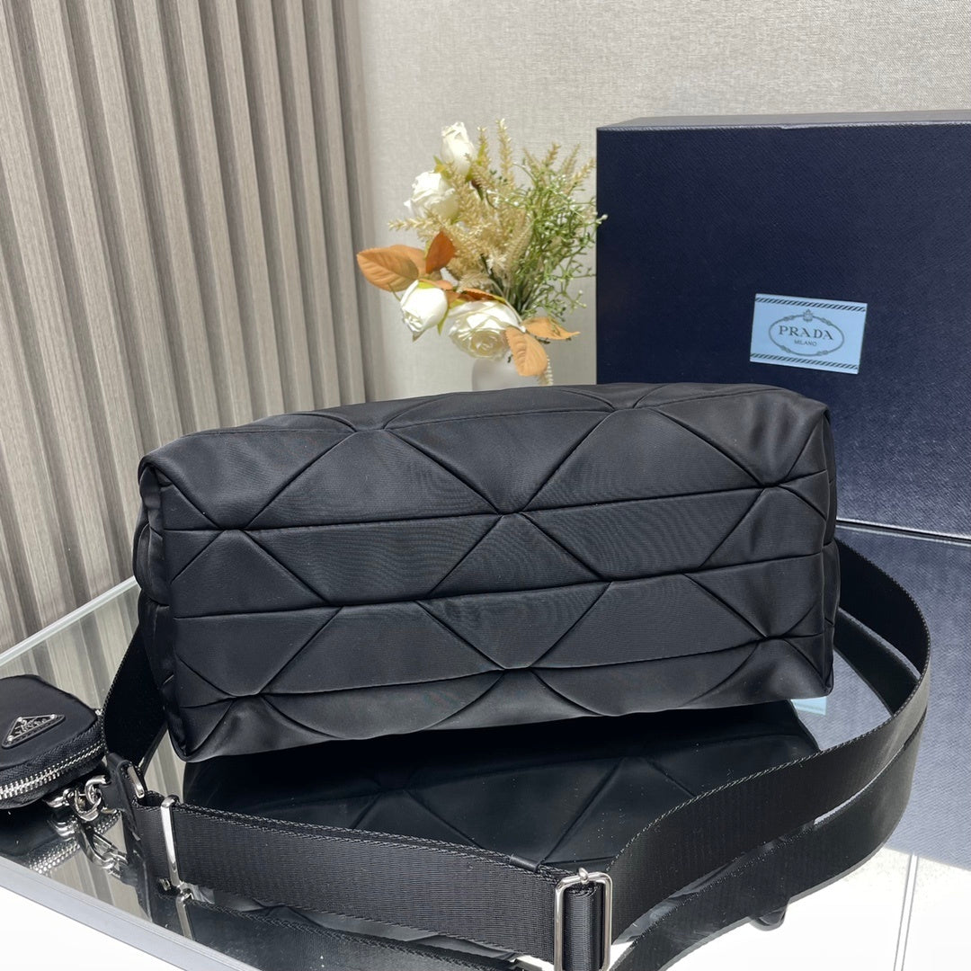 Prada Small Re-Nylon Padded Tote Bag – Nappa Leather Handles & Detachable Strap