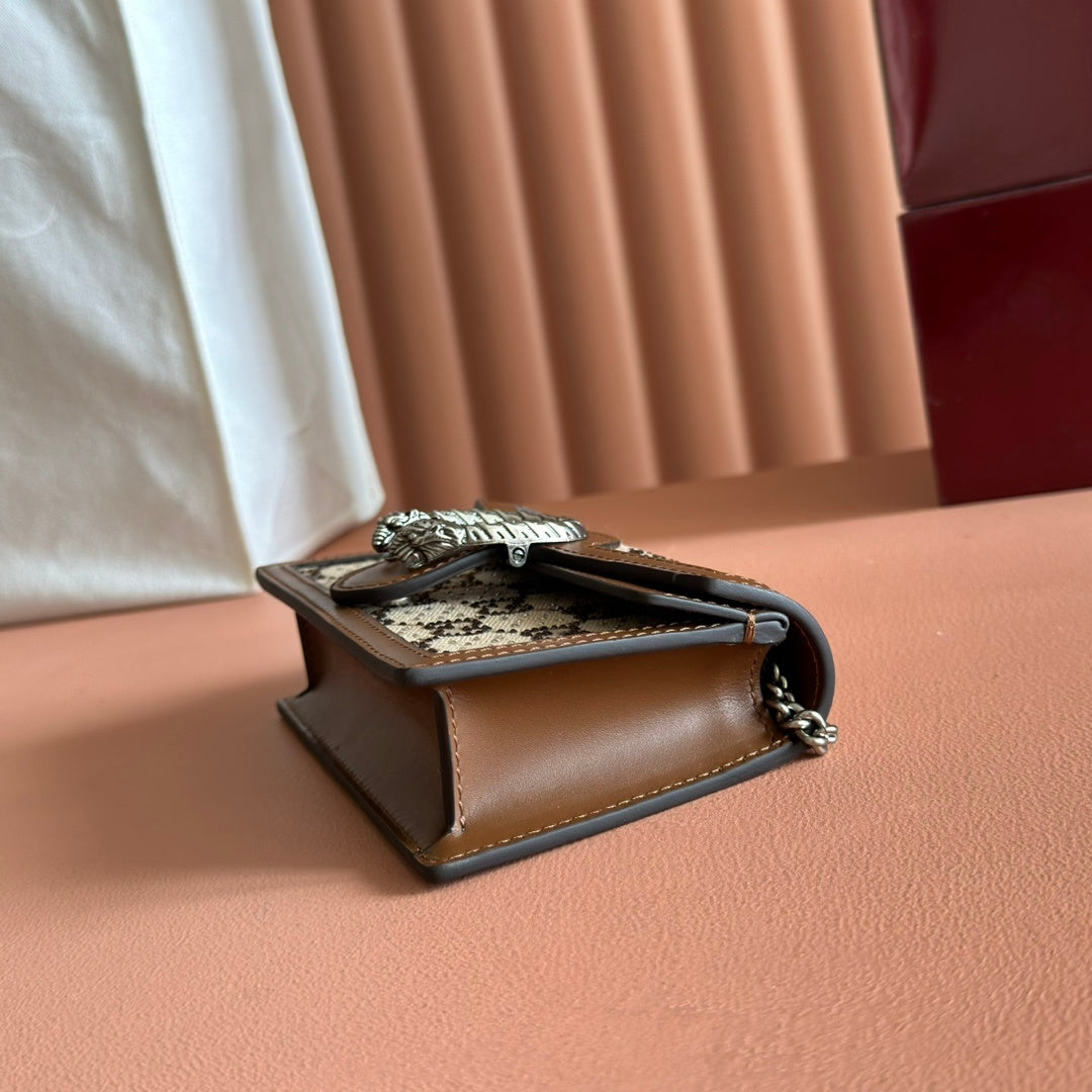 Gucci Dionysus Super Mini GG Supreme Canvas Bag with Tiger Head Closure