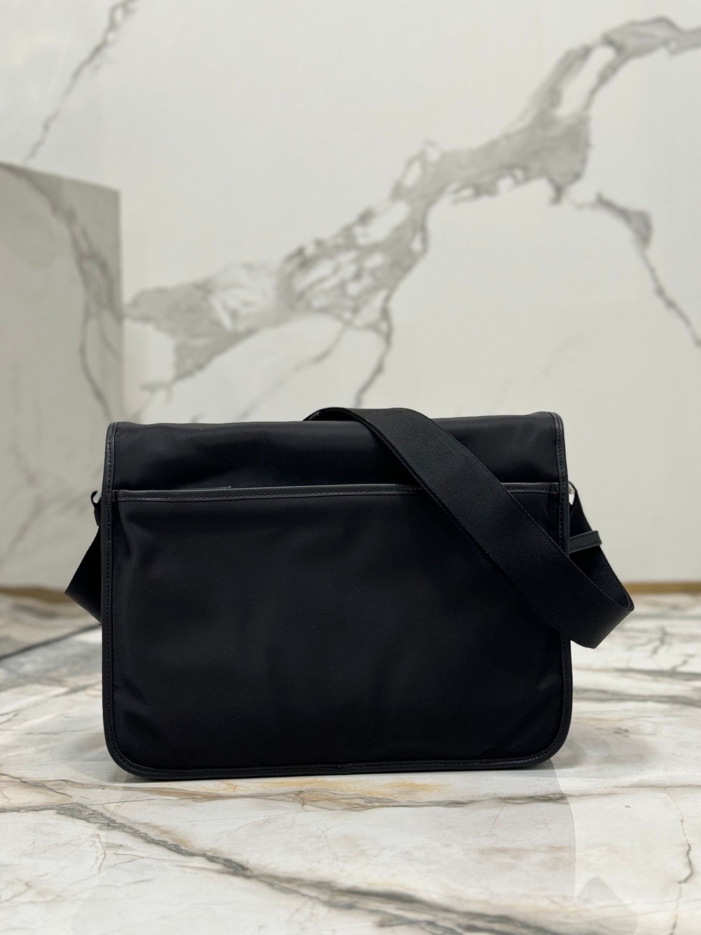 Prada Re-Nylon & Saffiano Leather Shoulder Bag – Black with Triangle Logo