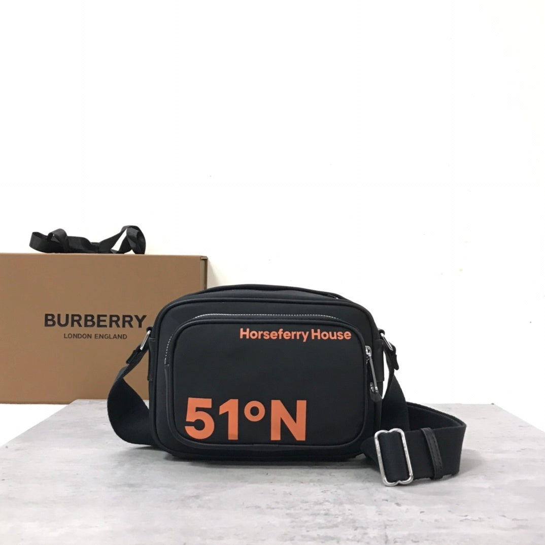 Burberry Coordinates-Print Econyl Crossbody Bag in Black & Orange
