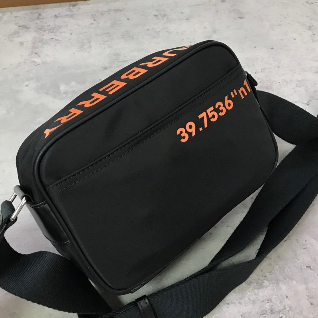 Burberry Coordinates-Print Econyl Crossbody Bag in Black & Orange