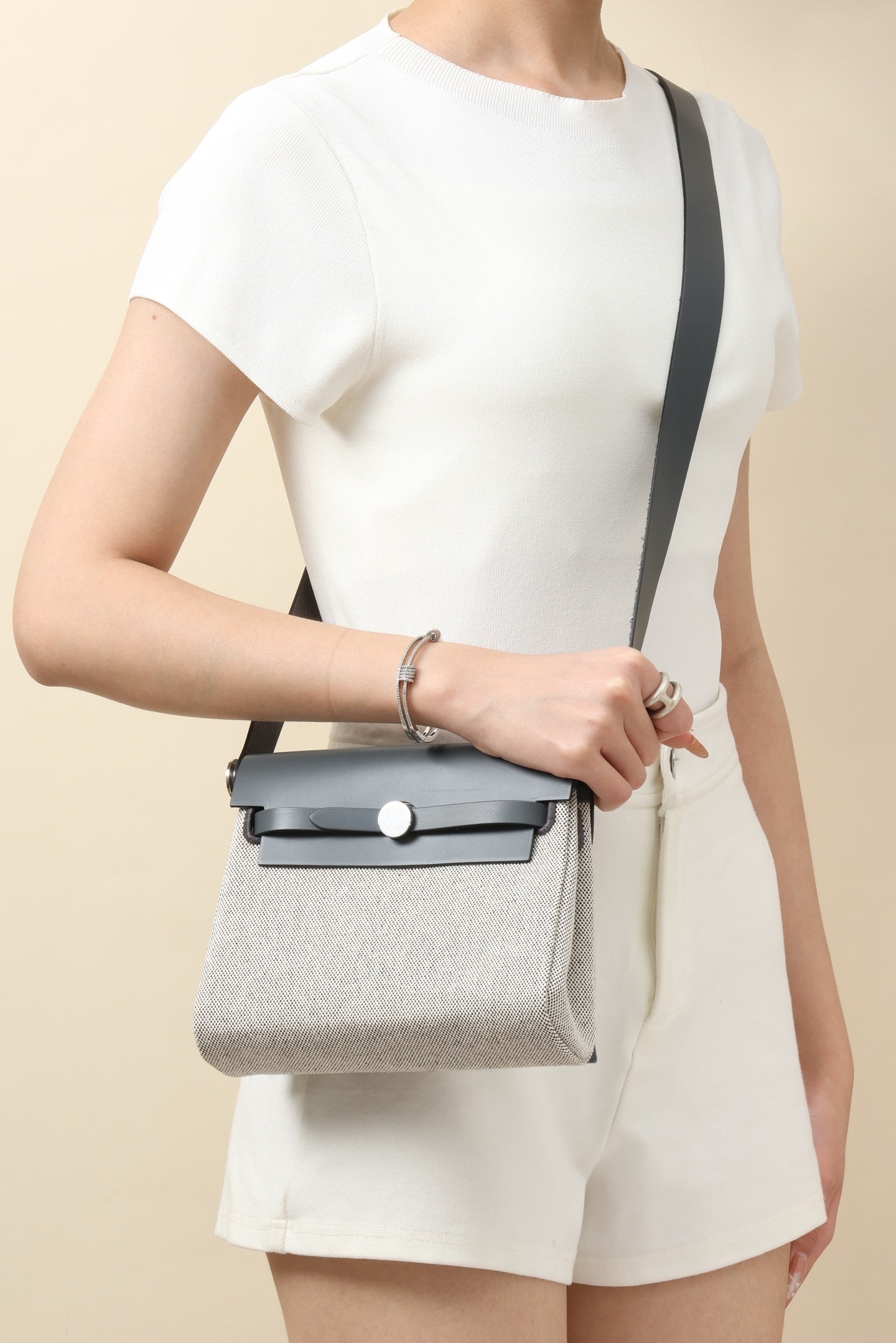 Hermès Herbag Zip 20 Beige Fauve Canvas