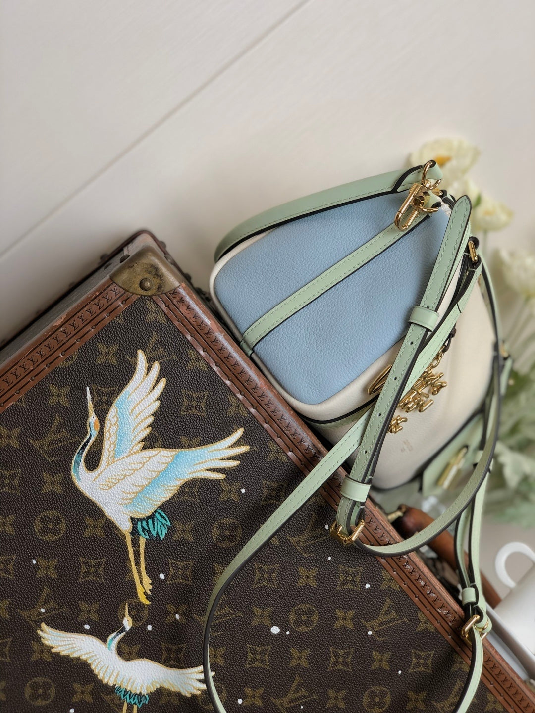Louis Vuitton Express PM Shoulder Bag – Calfskin Leather in White & Light Blue