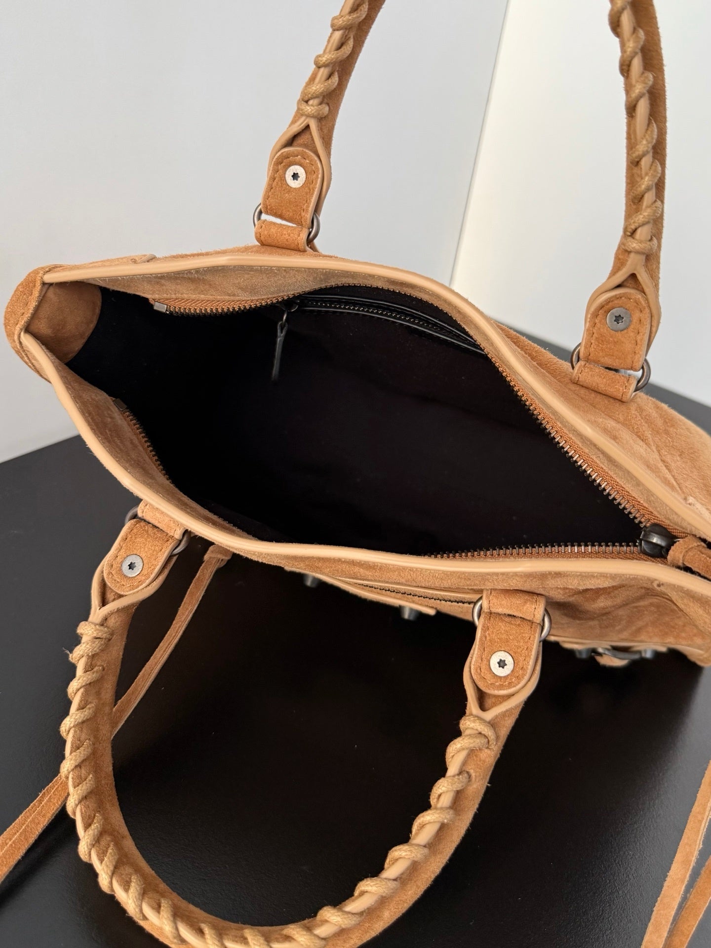 Balenciaga Le City Small Camel Suede Bag