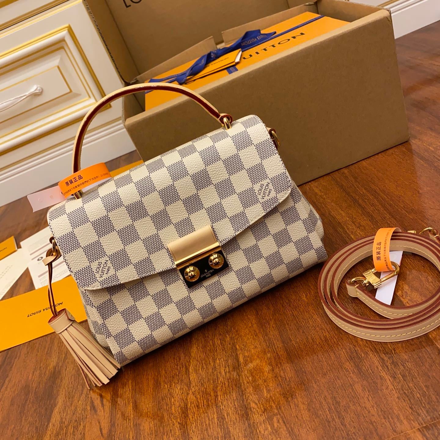 Louis Vuitton Croisette Handbag in Damier Azur Canvas