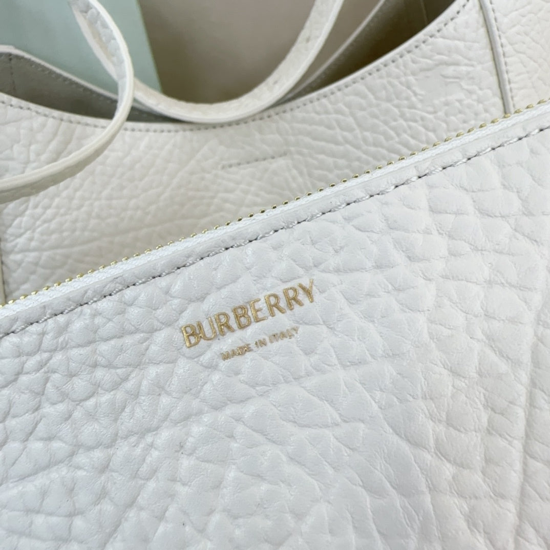 Burberry Medium Chess Leather Shoulder Bag Light Beige Luxury Handbag