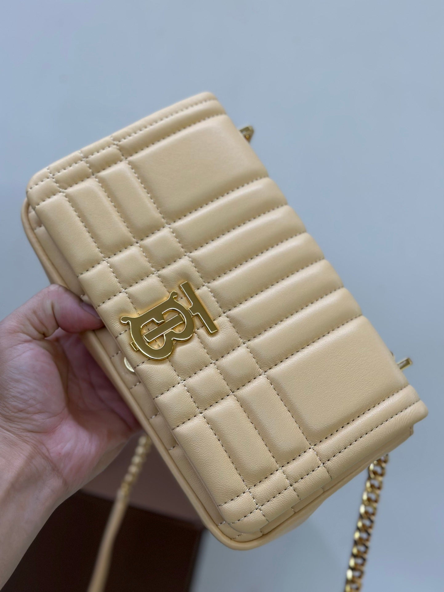 Burberry Lola Mini Bag Pale Vanilla Quilted Leather Luxury Handbag