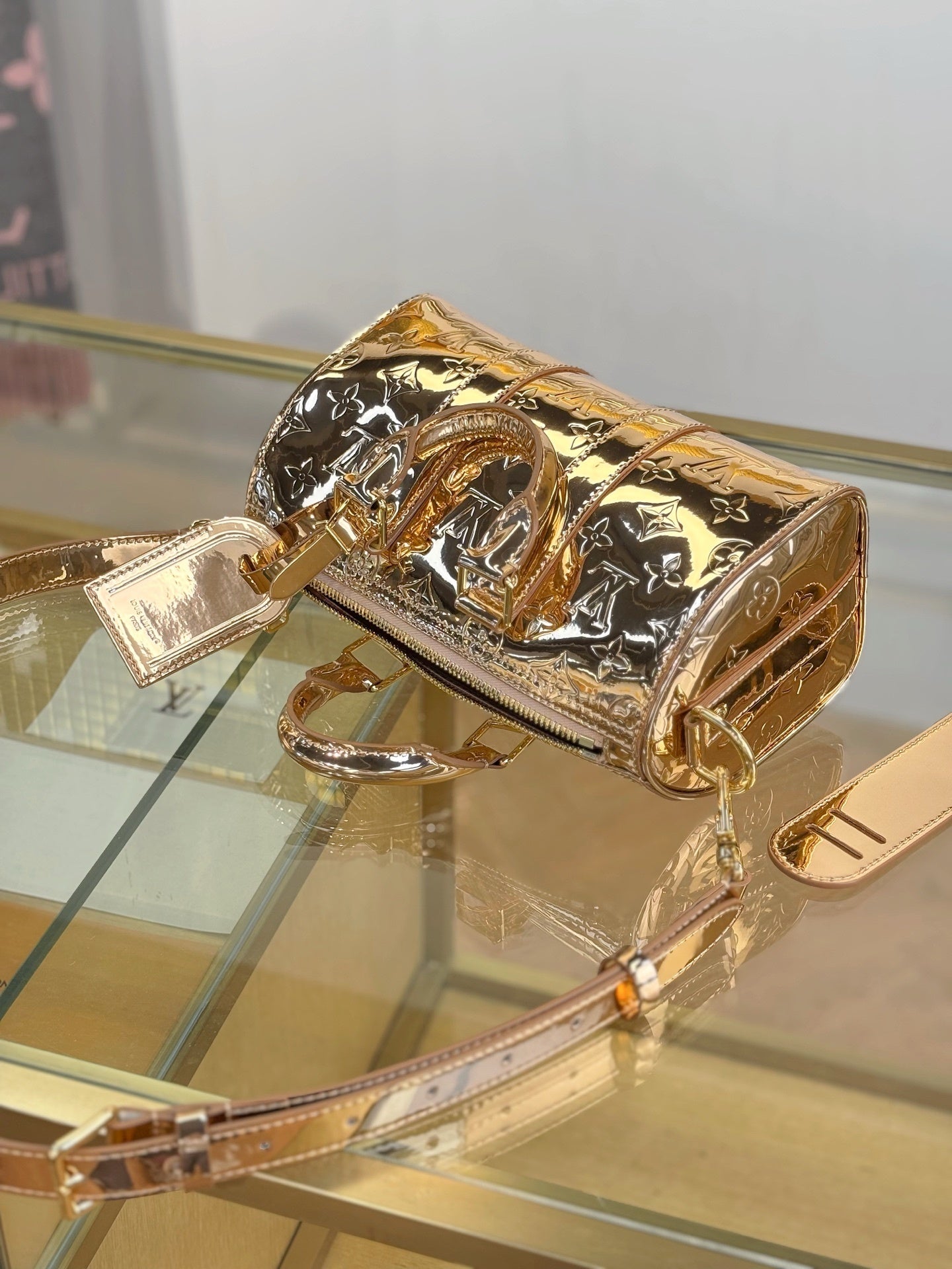 Louis Vuitton Speedy Bandoulière in Copper Monogram Miroir Laminated Canvas