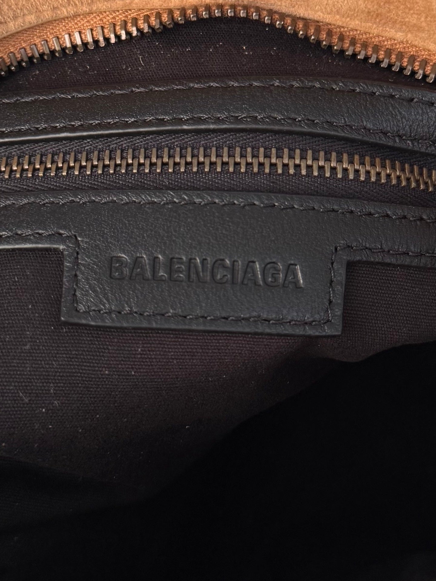 Balenciaga Le City Small Camel Suede Bag