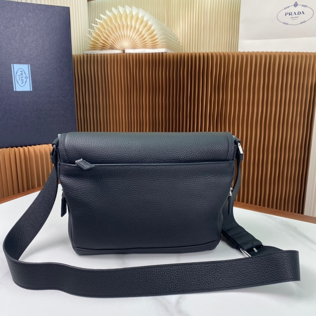 Prada Milano Crossbody Bag – Grained Leather with Embossed Logo