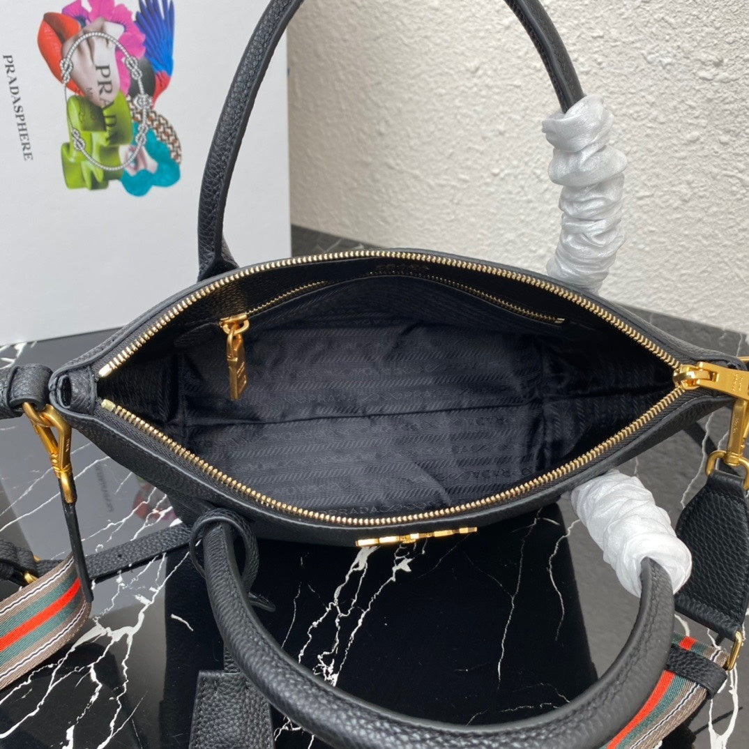 Prada Vitello Daino Leather Satchel – Black (Model 1BA157)