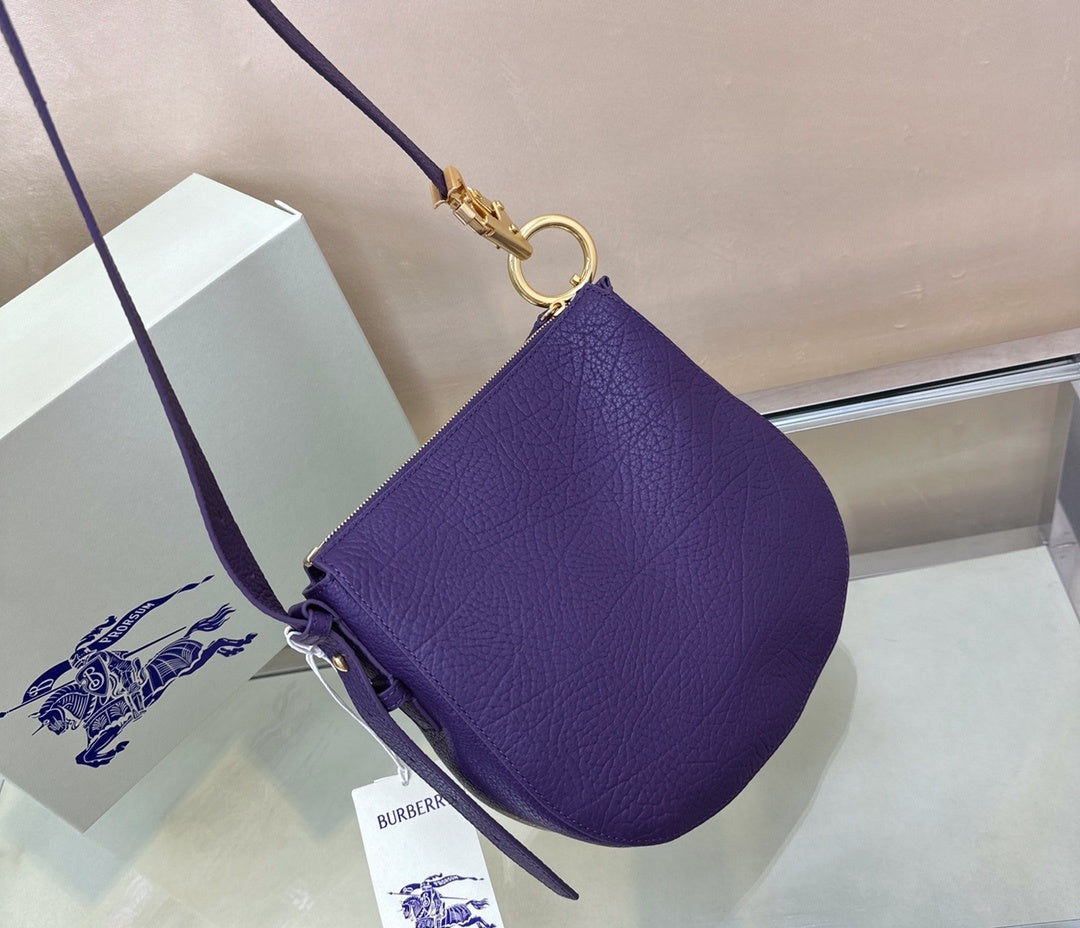 Burberry Knight Small Purple Leather Shoulder Bag