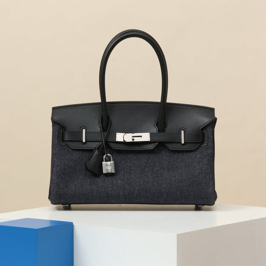 Hermès Birkin Shoulder Light 29 Black Swift & Denim