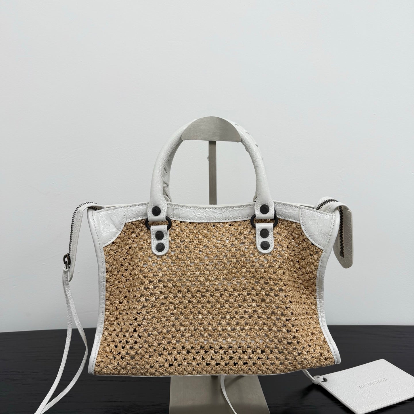 Balenciaga Le City Small Raffia Beige Shoulder Bag
