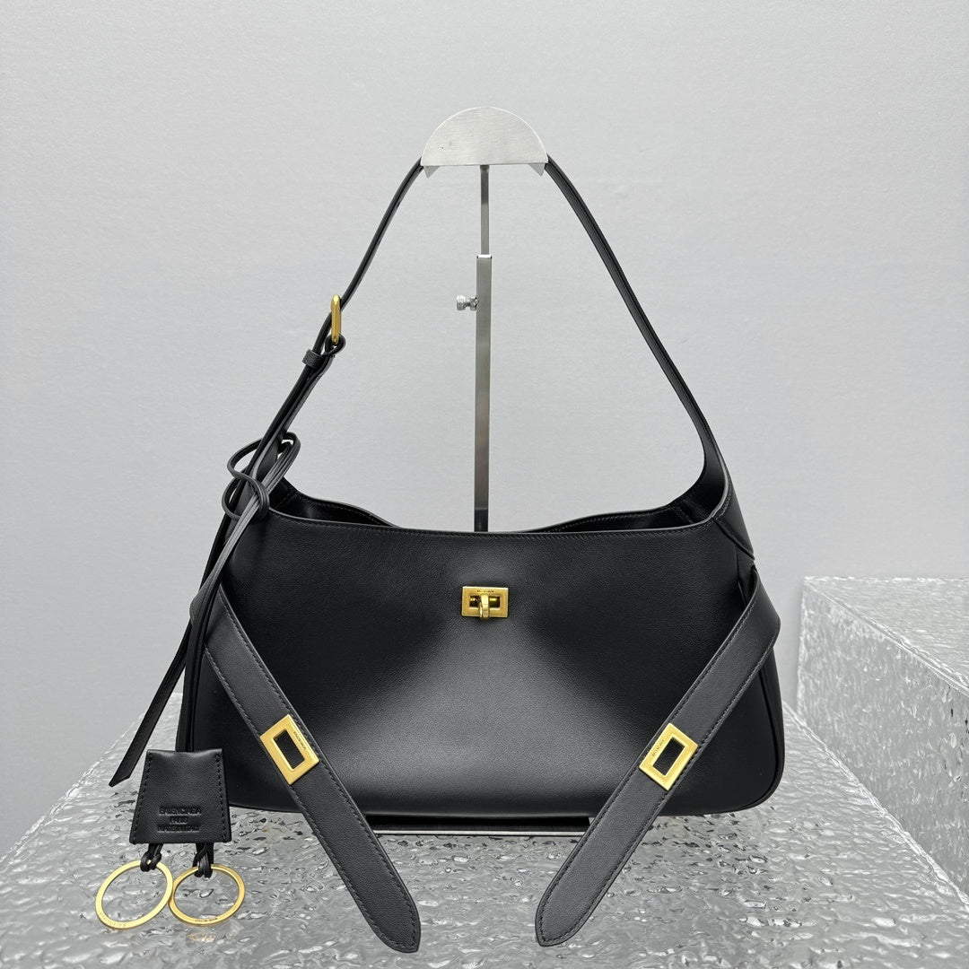 Balenciaga Small Bel Air Black Calfskin Leather Shoulder Bag