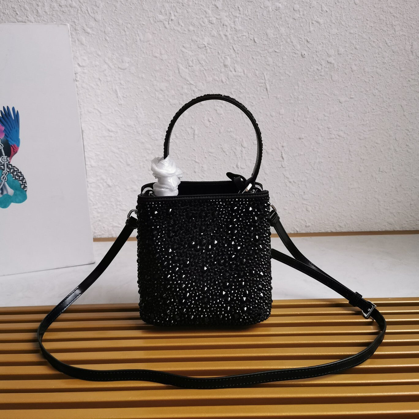 Prada Satin Crystal Small Panier Bucket Bag – Crystal Embellished