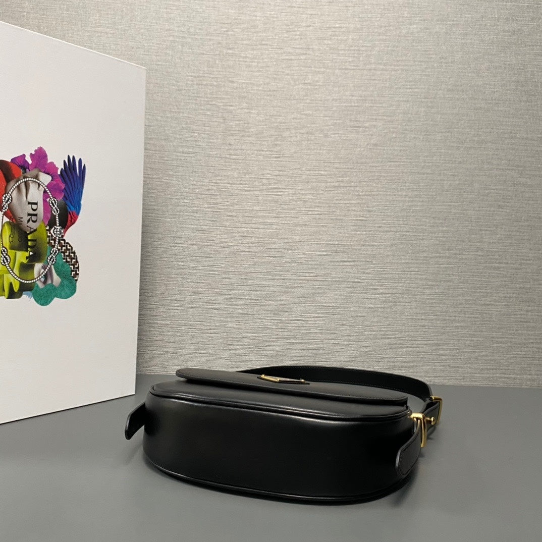 Prada Arqué Leather Shoulder Bag with Flap