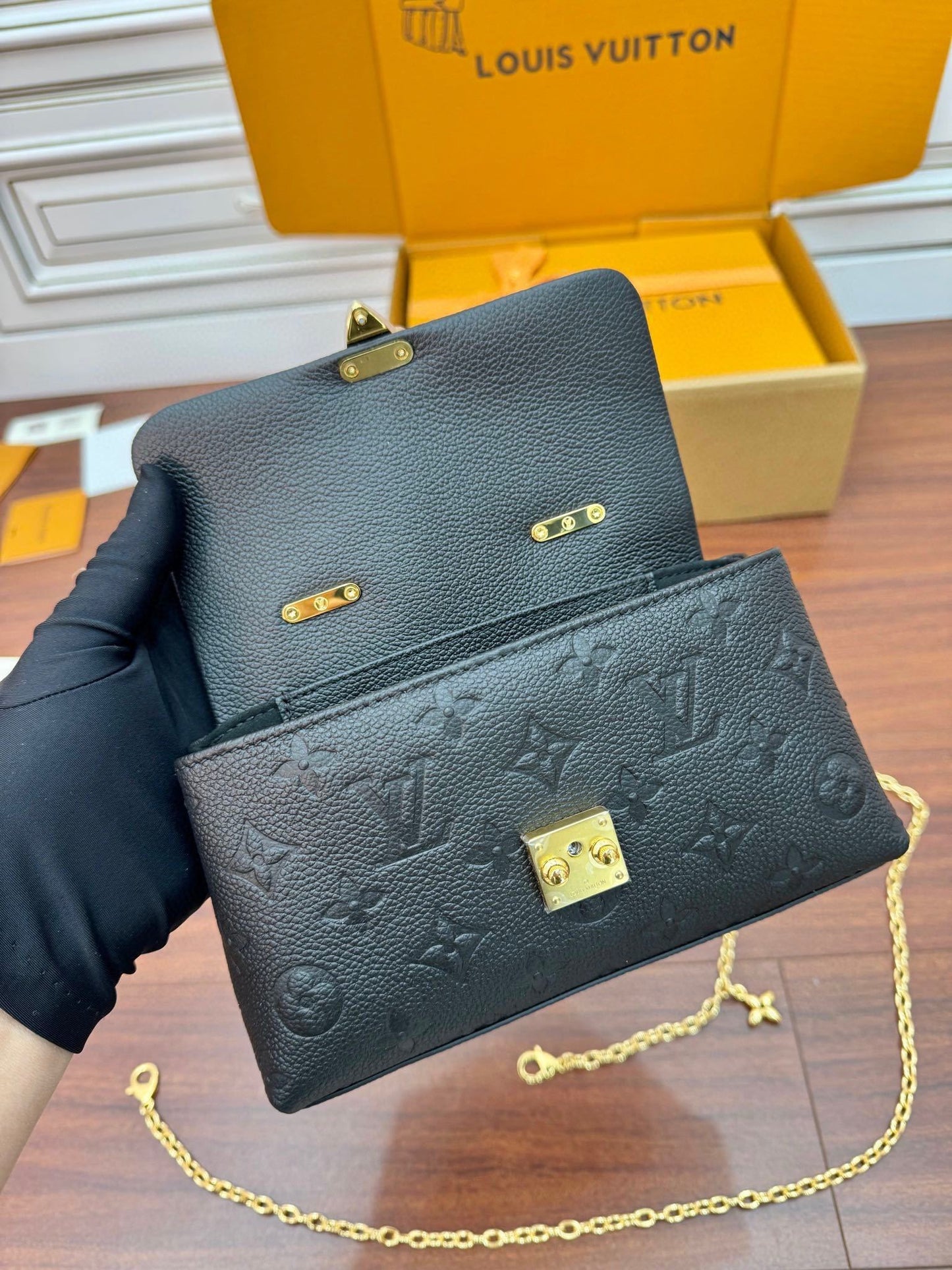 Louis Vuitton Nano Madeleine Bag in Black Monogram Empreinte Leather
