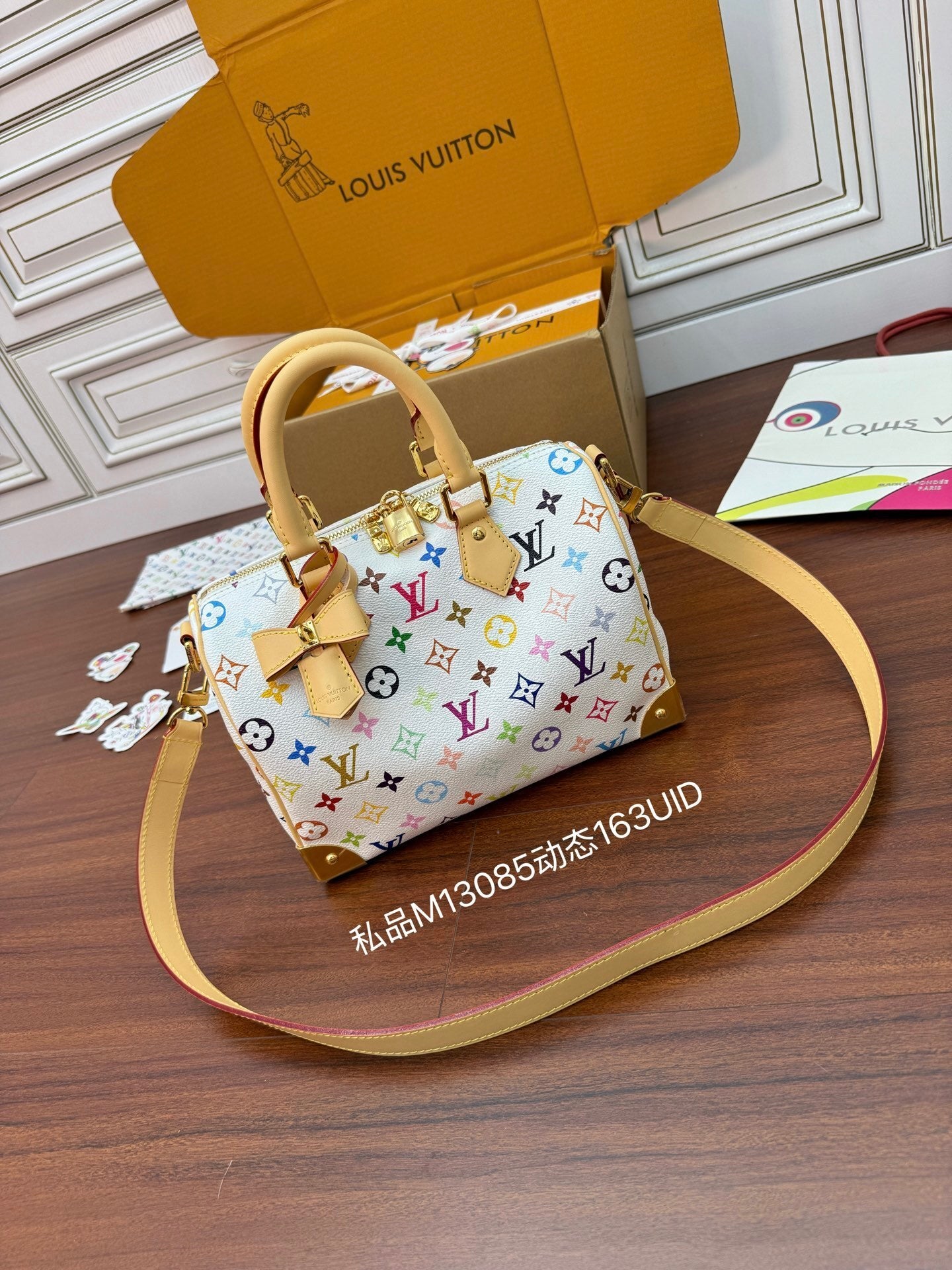 Louis Vuitton x Takashi Murakami Speedy Bandoulière 25 – White Multicolor Monogram Canvas
