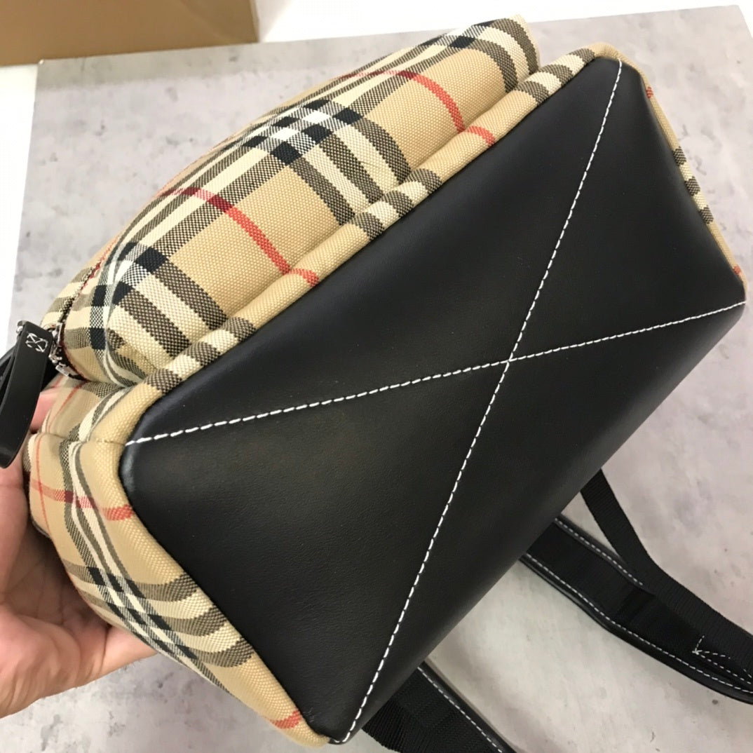 Burberry Vintage Check Backpack in Archive Beige with Leather Trim