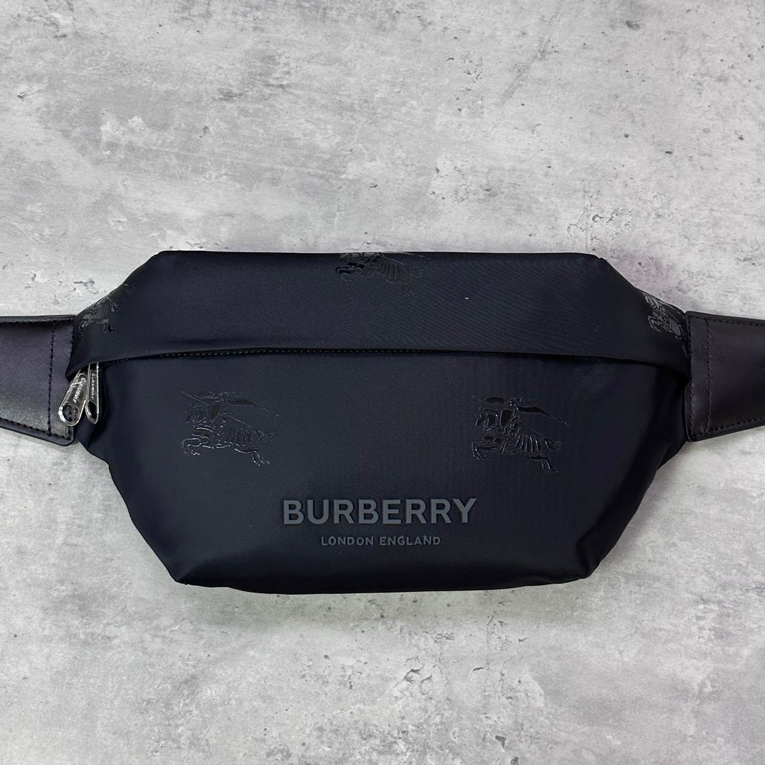 Burberry Jett Black Backpack with Equestrian Knight Design & Silver-Tone Hardware