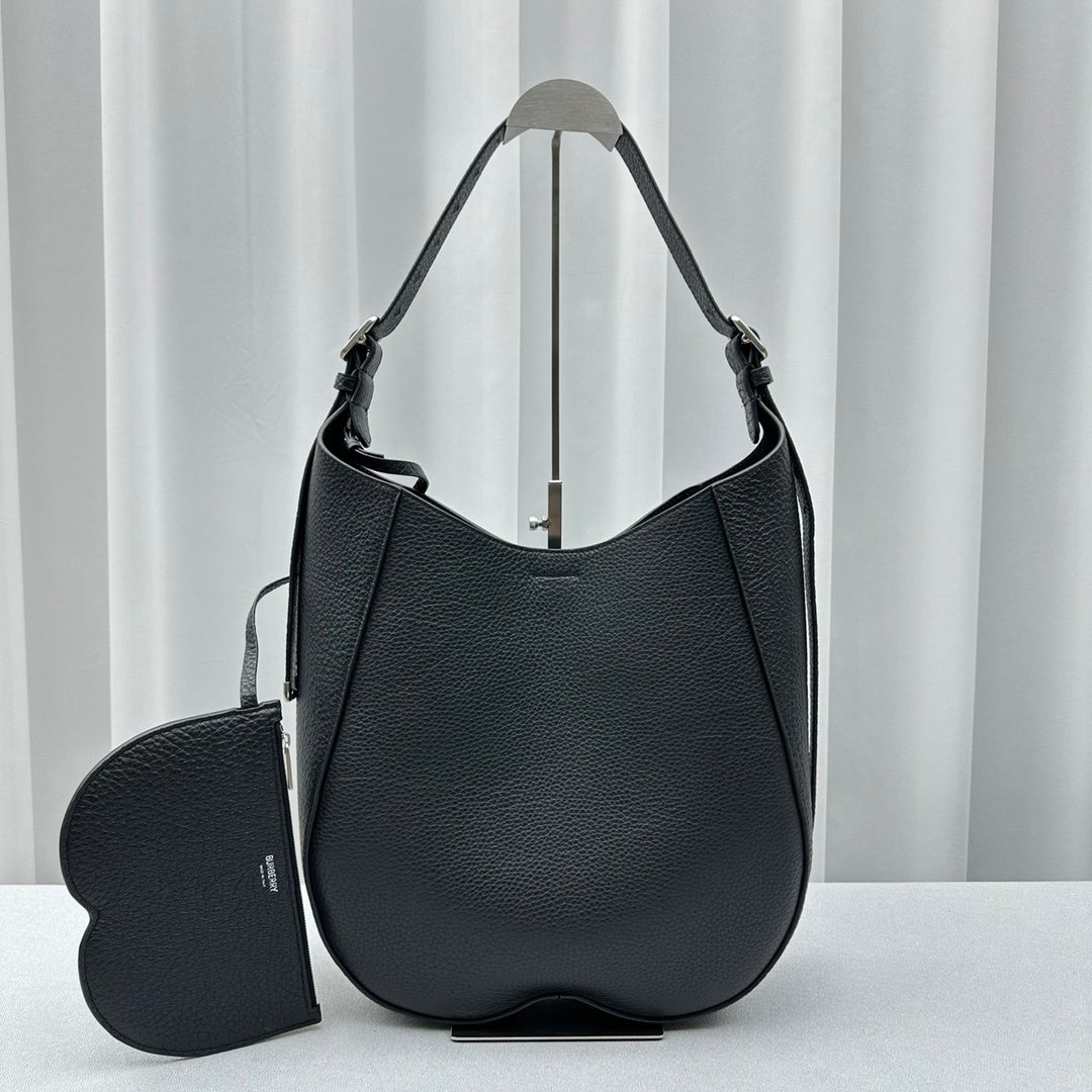 Burberry Women's Chess Black Grained Leather Shoulder Bag