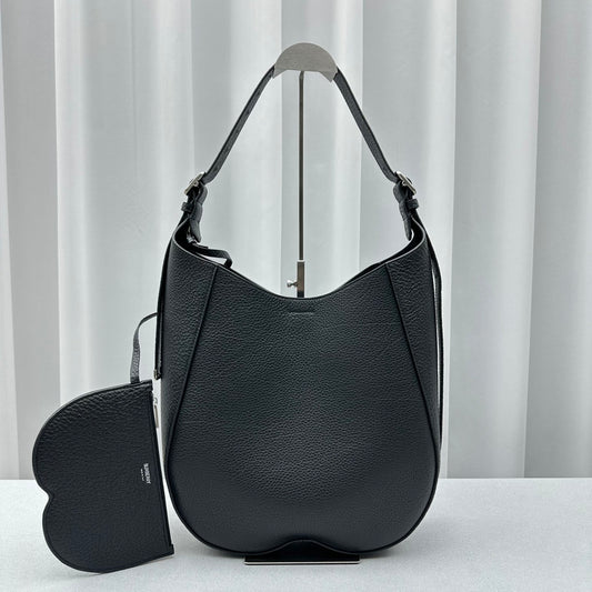 Burberry Women's Chess Black Grained Leather Shoulder Bag