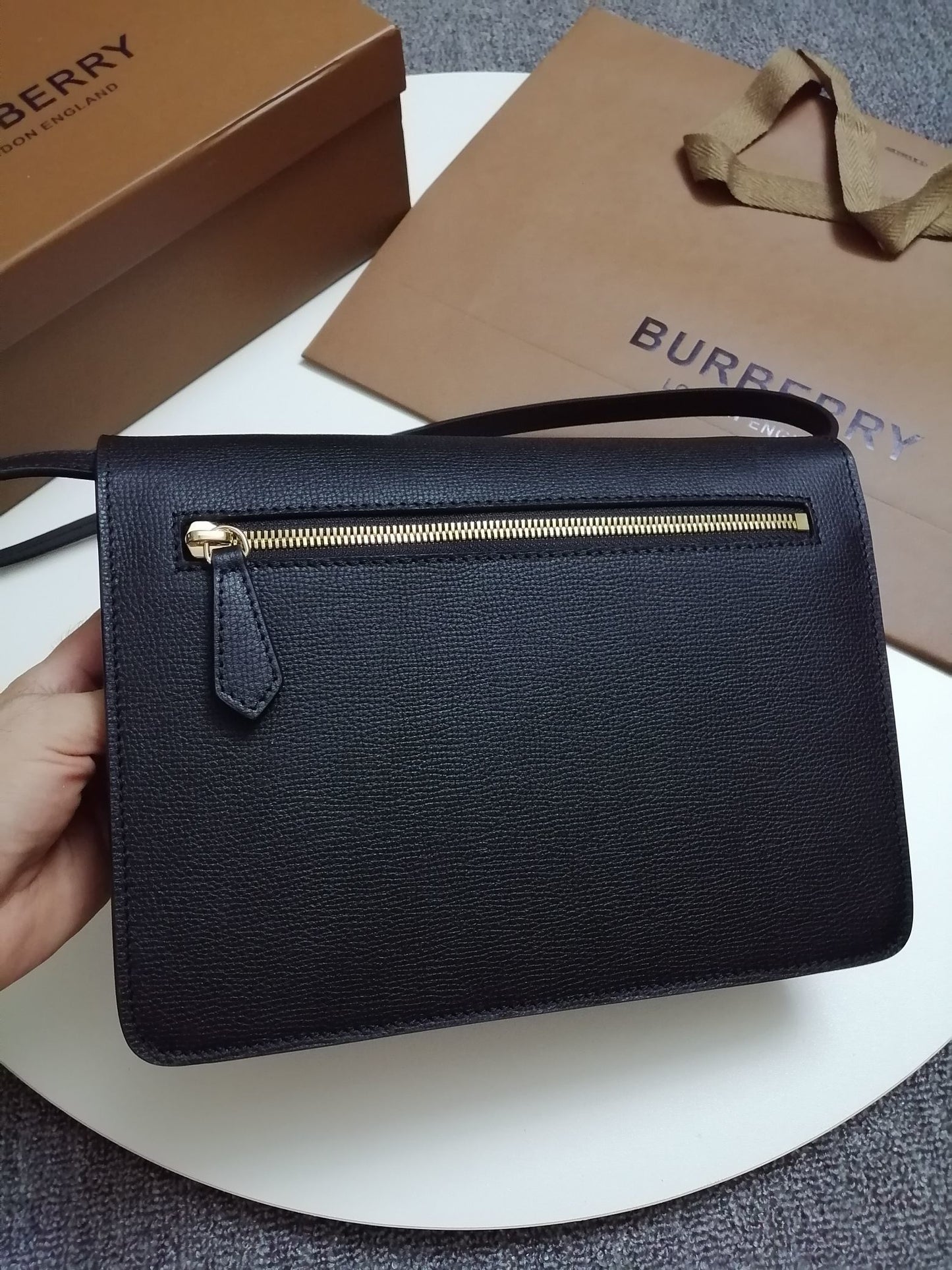 Burberry Macken Check Canvas Crossbody Bag with Gold-Tone Clasp