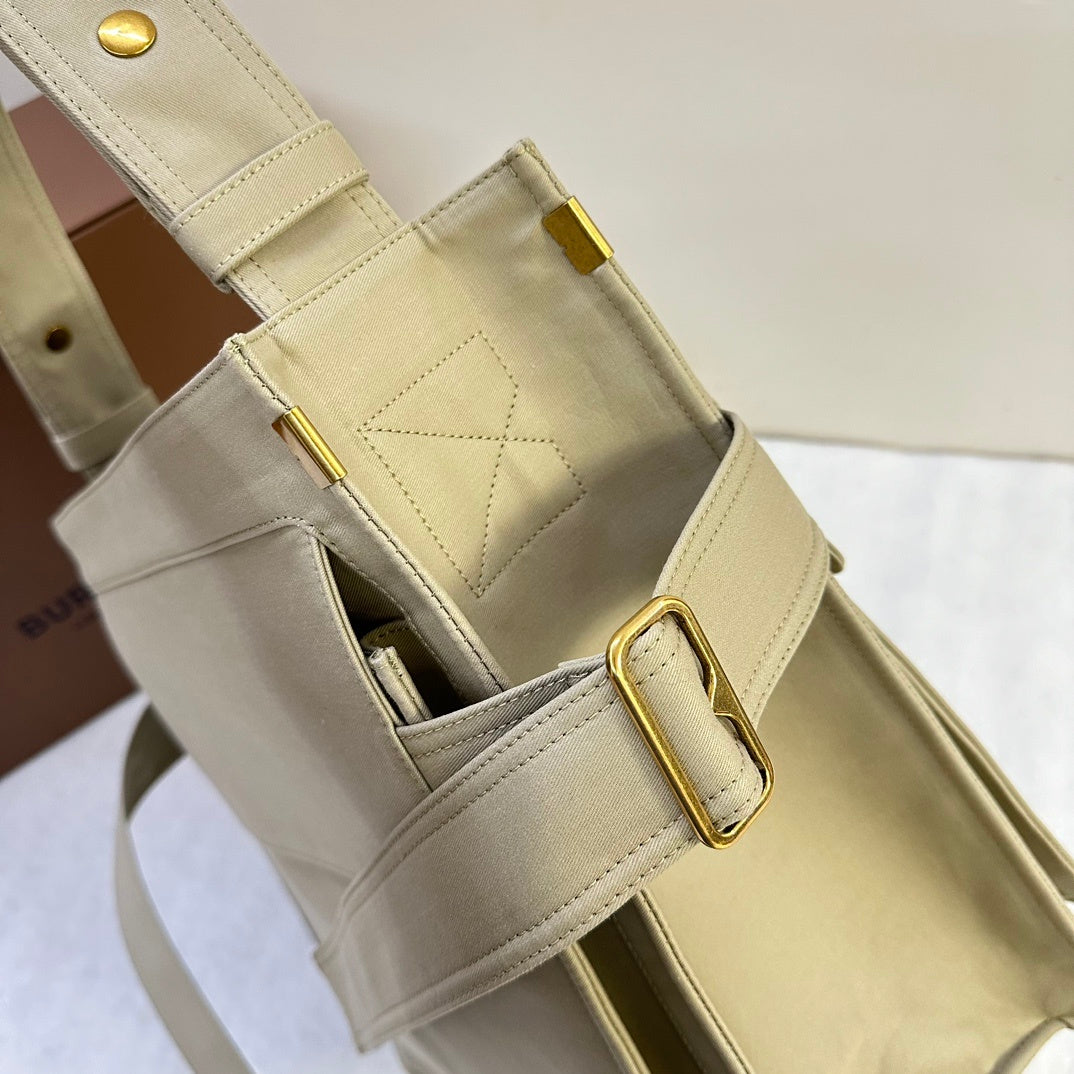 Burberry Trench Canvas Tote Bag with Side Buckle Fastening