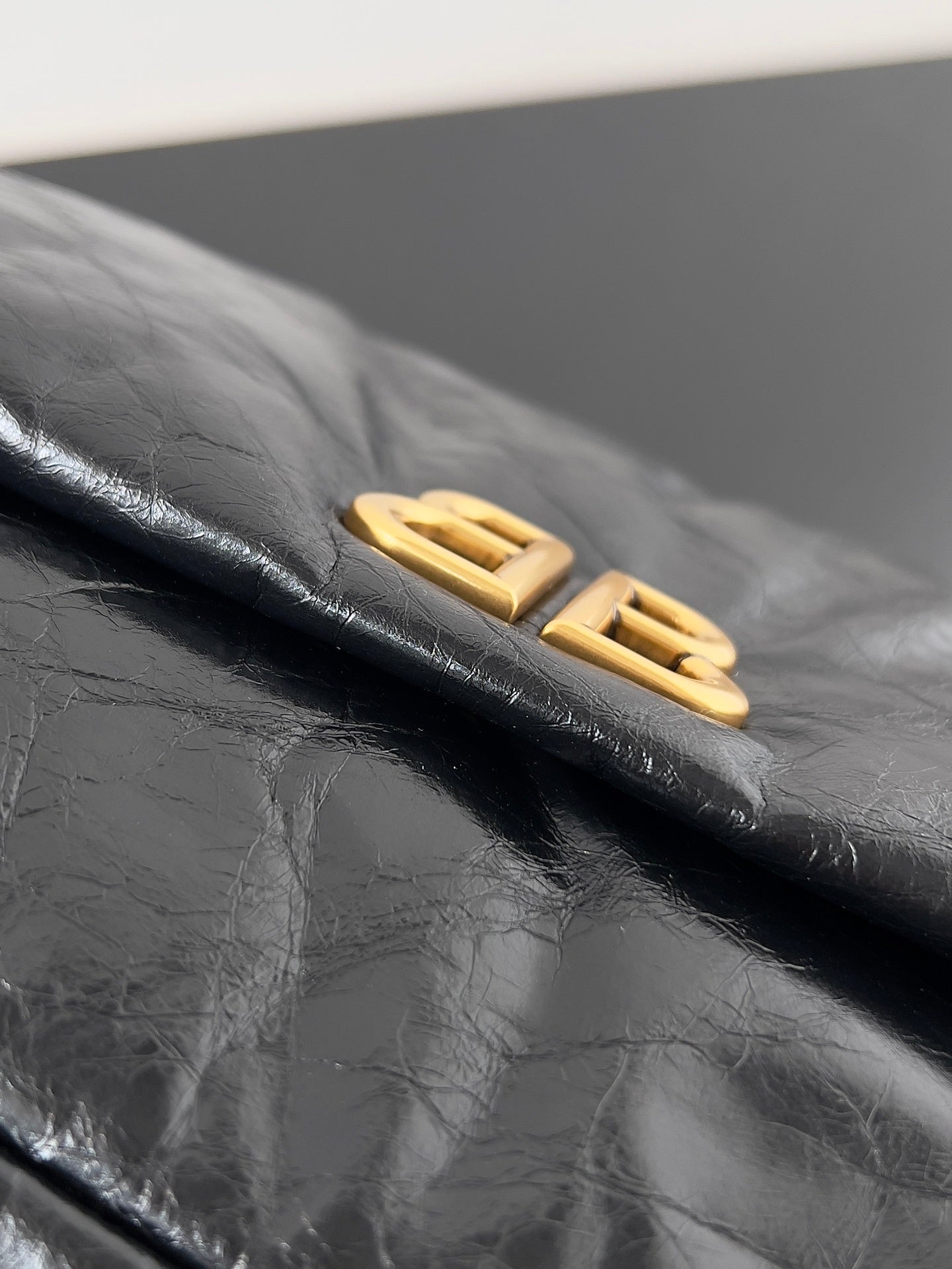 Balenciaga Monaco Black Crinkled Calfskin Shoulder Bag